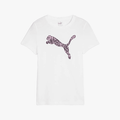 Puma Girls Ess+ Graphic Tropicat Short Sleeve Tee White | Puma