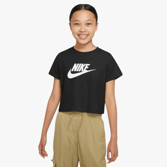 Nike Girls Short Sleeve Crop Tee Black | Nike