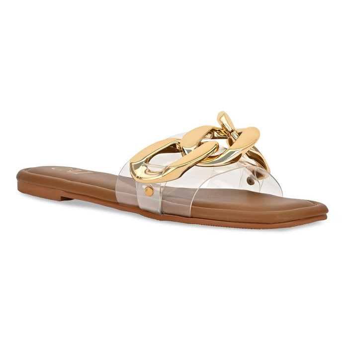 Gold Chained Tan Flats