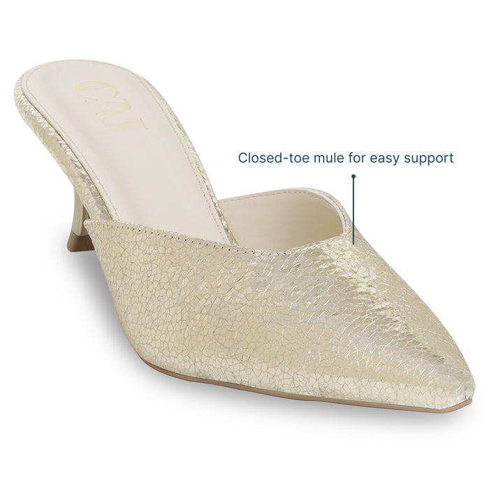Gold Crinkle Mule Pumps