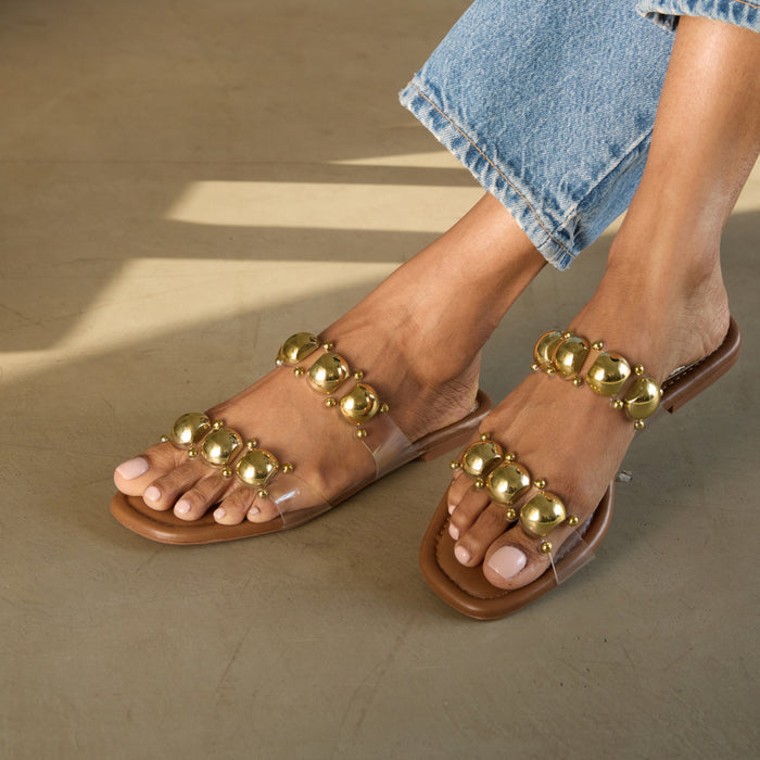 Gold Dome Two Strap Flat