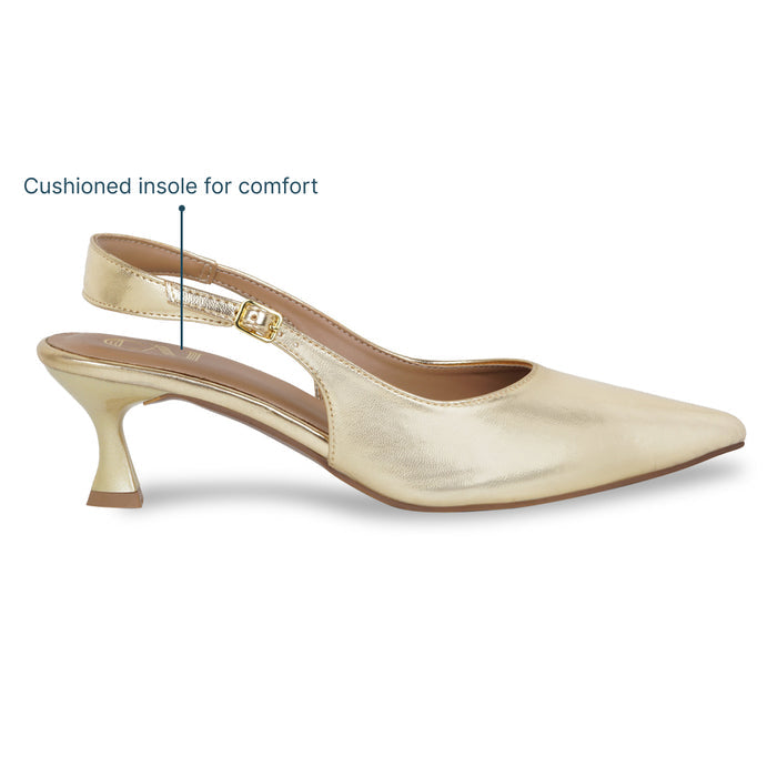 Gold Slingback Pumps