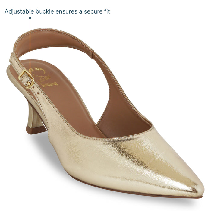 Gold Slingback Pumps