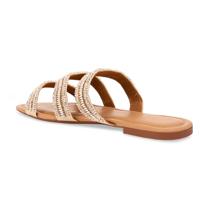 Gold Wavy Beaded Nude Flats