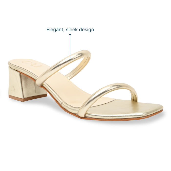 Golden Two Strap Heels
