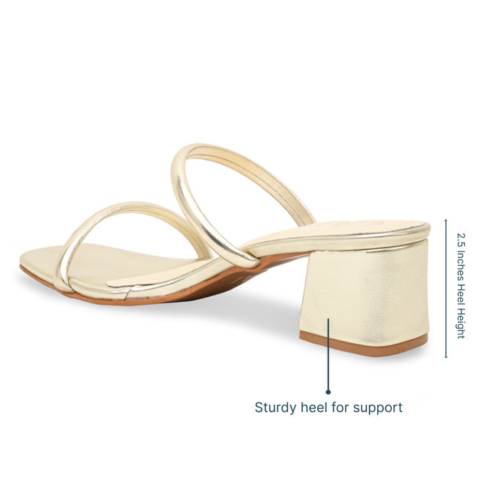 Golden Two Strap Heels