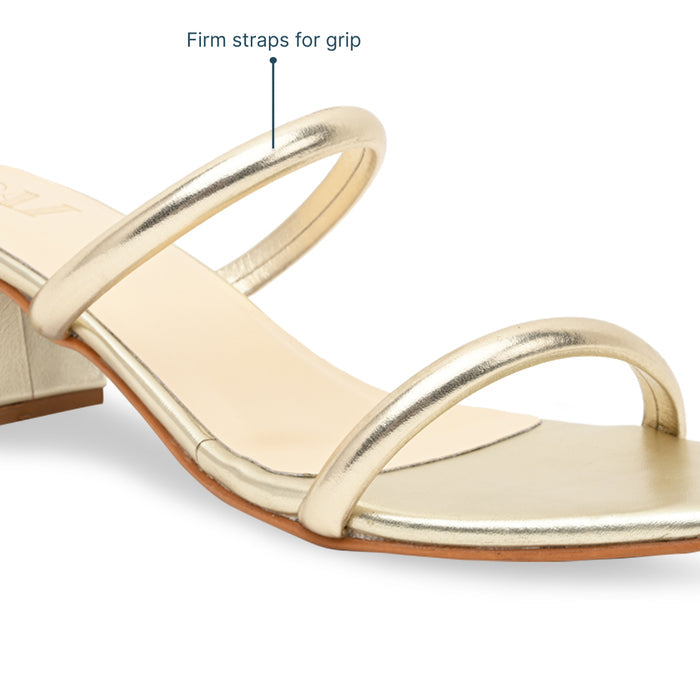 Golden Two Strap Heels