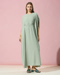 Green Belted Cape Dress