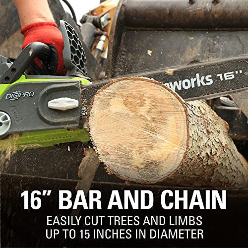 Greenworks 40V 16-Inch Cordless Chainsaw, Tool Only