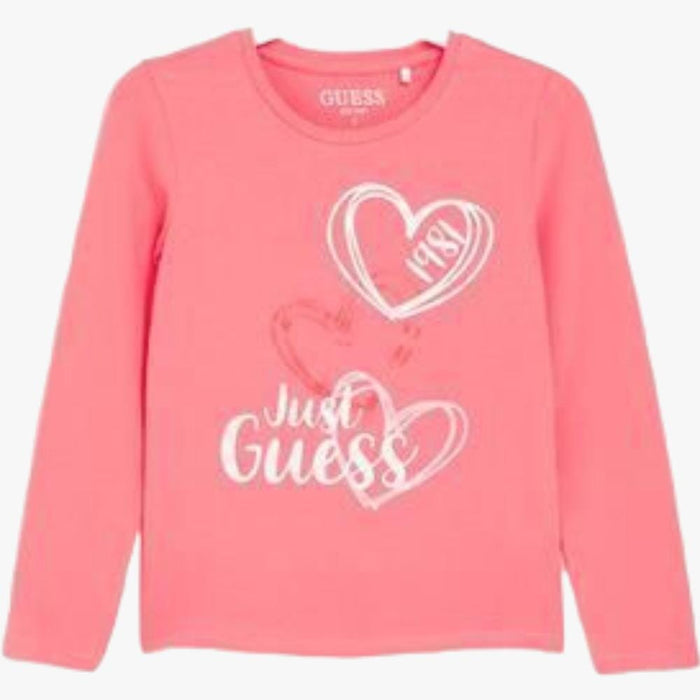 Guess Girls Long Sleeve Tee Med Pink Guess