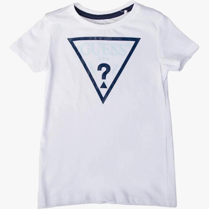 Guess Kids Core Triangle Short Sleeve Tee White Navy Guess