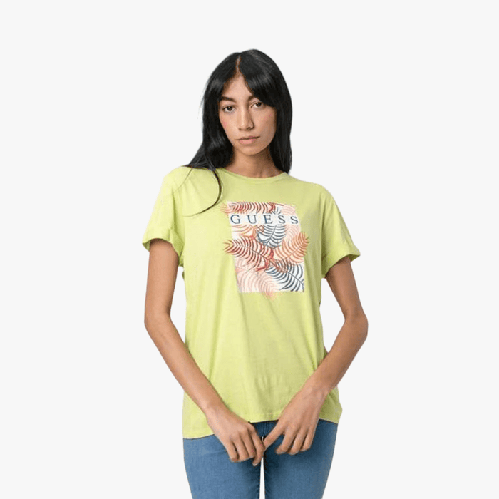 Guess Womens Palm Short Sleeve Tee Light Green | Guess