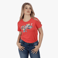 Guess Womens Tropical Script Short Sleeve Tee Coral | Guess