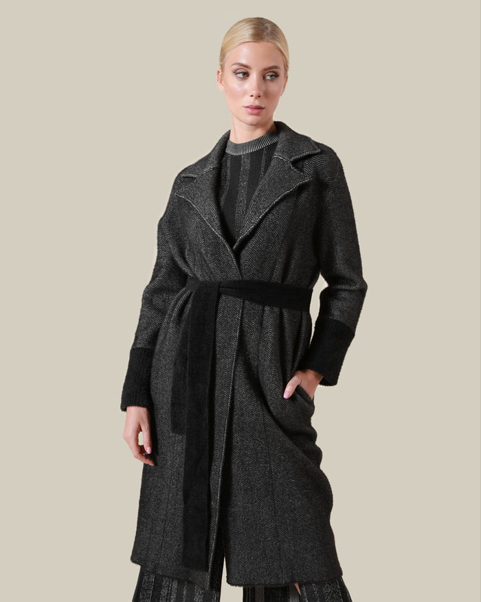 Herringbone Wrap Coat