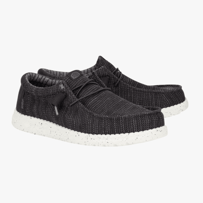 Hey Dude Mens Wally Stretch Mesh Black White | Hey Dude