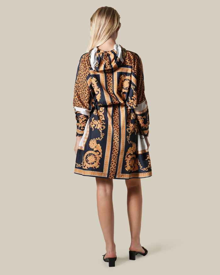 Hooded Leopard Baroque Print Raincoat