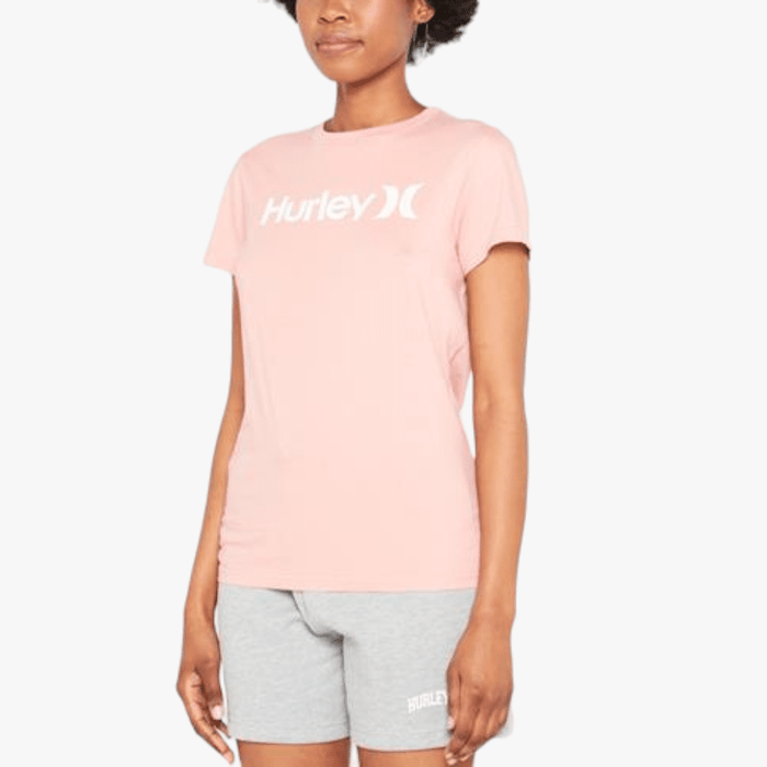 Hurley Ladies Oao Solid Seasonal Short Sleeve Tee Pink Hurley