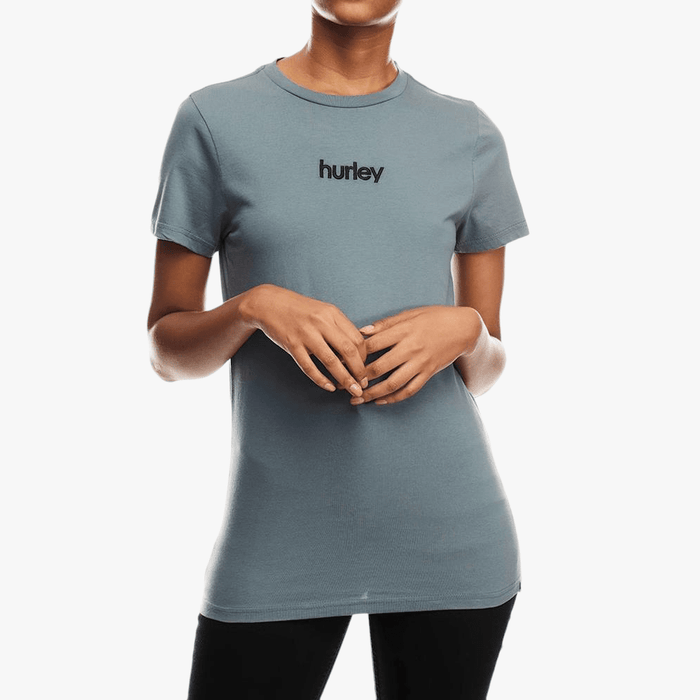 Hurley Womens Staple Embroidered Short Sleeve Tee Goblin Blue Hurley