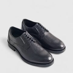 Hush Puppies Mens Maradona Cow Crust Leather Shoe Black | Hush Puppies