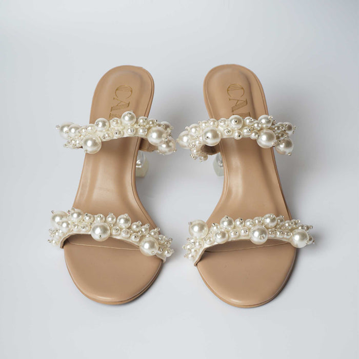 Iconic Dual Pearl Heels - Cream