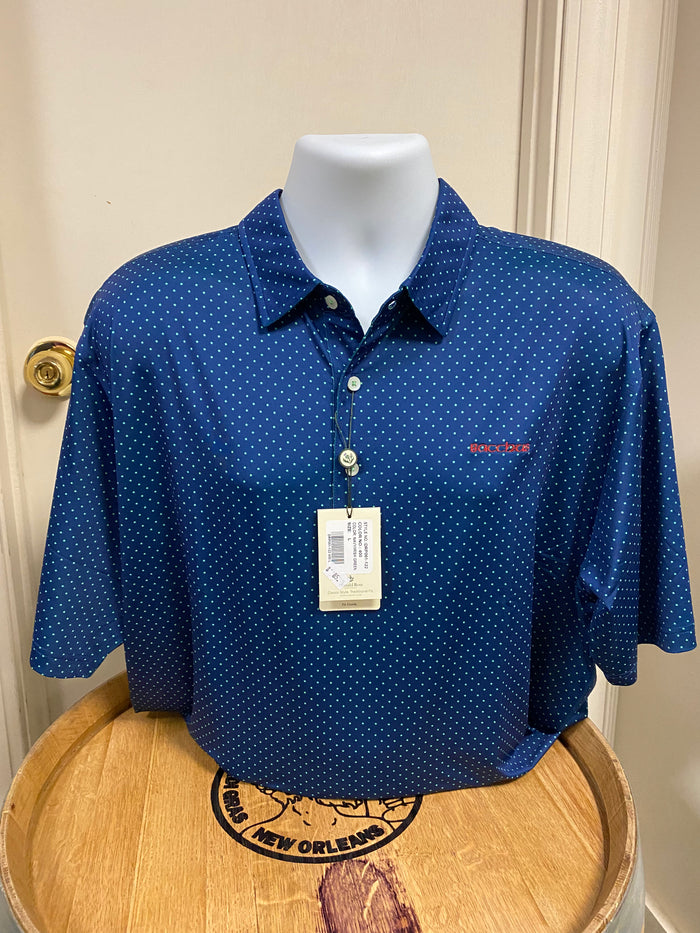 Donald Ross Navy with Green Stars Polo Shirt (Runs large)