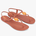 Ipanema Womens Party Sandal in pinkish-orange with faceted orange gemstone embellishments, shown as a pair.