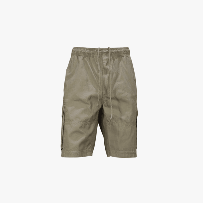 Jeep Mens 24Cm Cotton Canvas Elasticated Cargo Short Khaki | Jeep