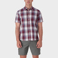 Jeep Mens Casual Yd Short Sleeve Check Short Burgandy Jeep
