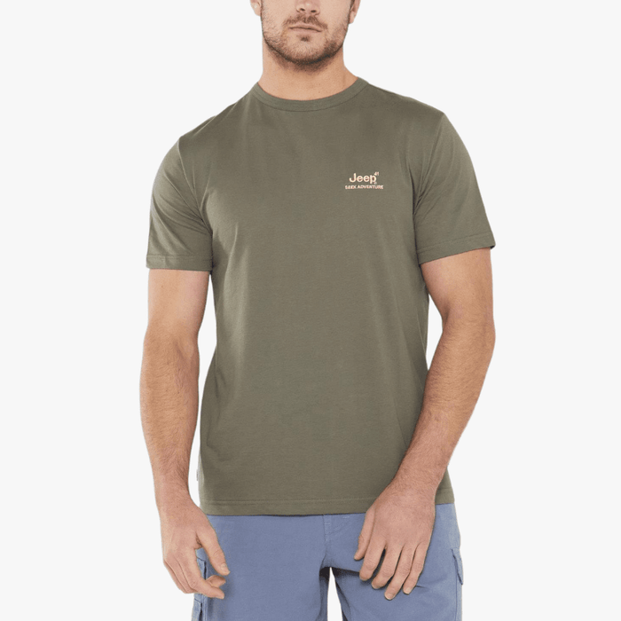 Jeep Mens Essential Organic Logo Short Sleeve Tee Olive | Jeep