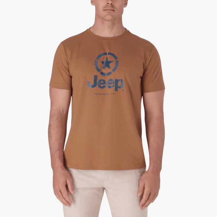 Jeep Mens Fashion Graphic Short Sleeve Tee Dark Camel | Jeep