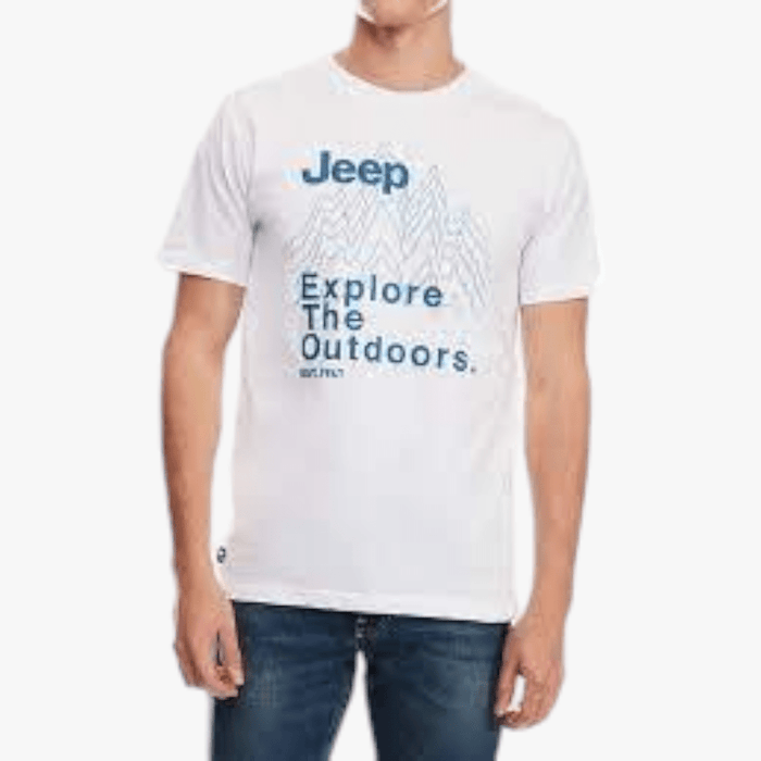 Jeep Mens Fashion Print Short Sleeve Tee White Jeep
