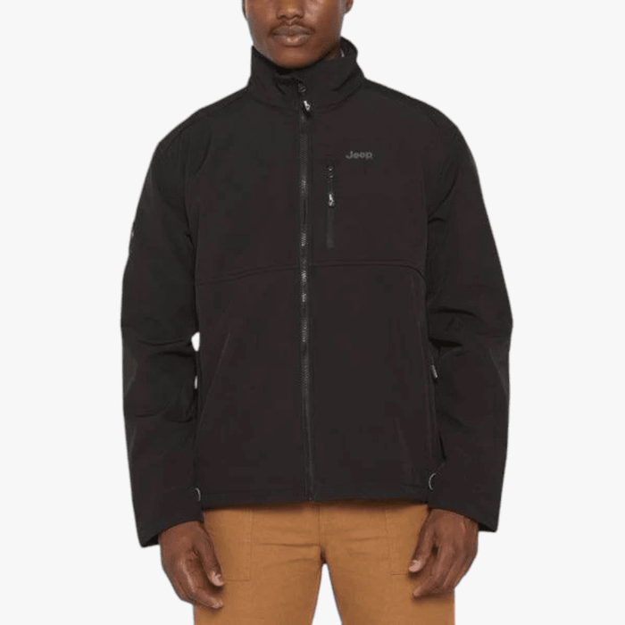Jeep Mens Funnel Neck Soft Shell Jacket Black Jeep