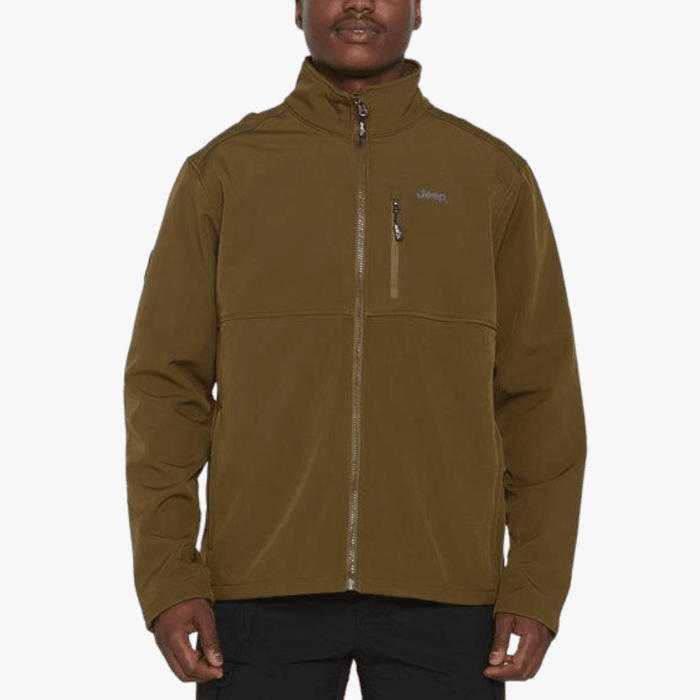 Jeep Mens Funnel Neck Soft Shell Jacket Olive Jeep