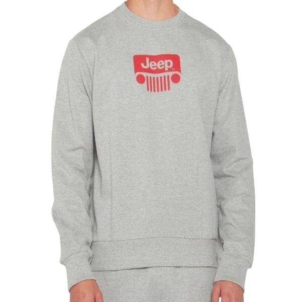 Jeep Mens Icon Crew Fleece Sweater Grey Mel | Jeep