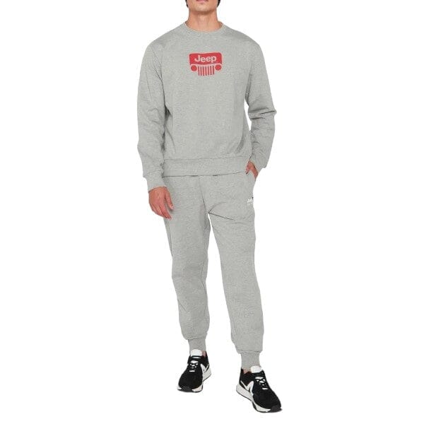 Jeep Mens Icon Crew Fleece Sweater Grey Mel | Jeep