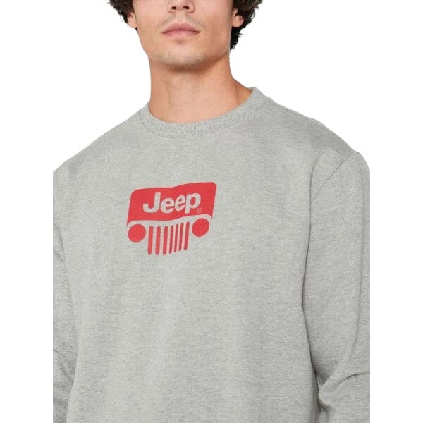 Jeep Mens Icon Crew Fleece Sweater Grey Mel | Jeep