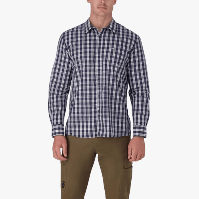 Jeep Mens Long Sleeve Check Shirt Navy Khaki Jeep