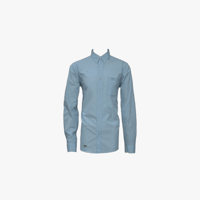 Jeep Mens Plain Poplin Long Sleeve Shirt Ice Blue | Jeep