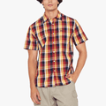 Jeep Mens Yarn Dyed Check Short Sleeve Shirt Burgundy Yellow | Jeep