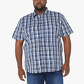 Jeep Mens Yarn Dyed Check Short Sleeve Shirt Petrol Navy | Jeep