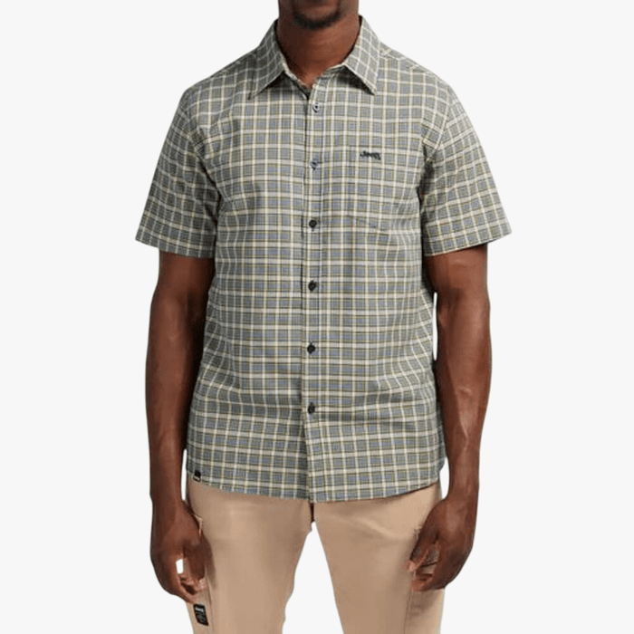 Jeep Mens Yd Check Short Sleeve Shirt Min Yellow Jeep