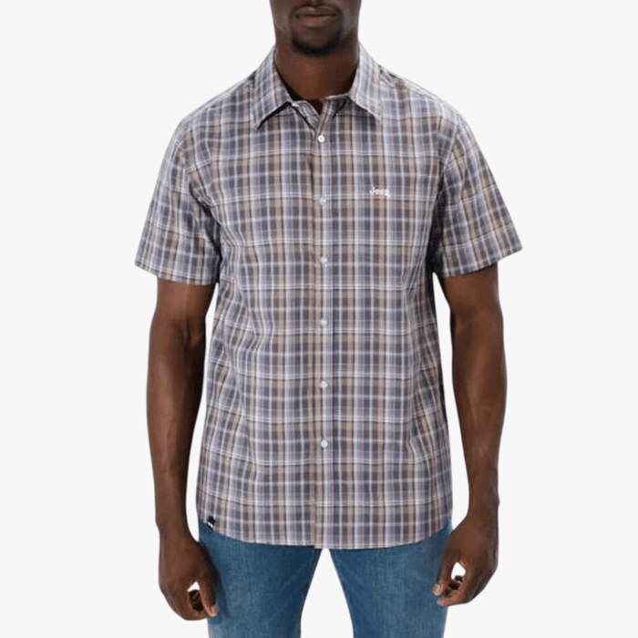 Jeep Mens Yd Check Short Sleeve Tee Brown Elemental Jeep