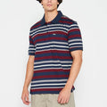 Jeep Mens Yd Stripe Short Sleeve Golfer Elemental Blue Jeep