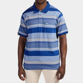 Jeep Mens Yd Stripe Short Sleeve Golfer Lazuli Blue Jeep
