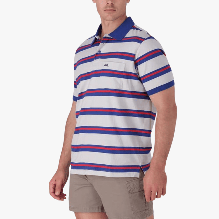 Jeep Mens Yd Stripe Short Sleeve Golfer Lazuli Blue | Jeep