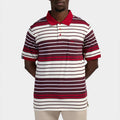 Jeep Mens Yd Stripe Short Sleeve Golfer Midnight Brown Jeep