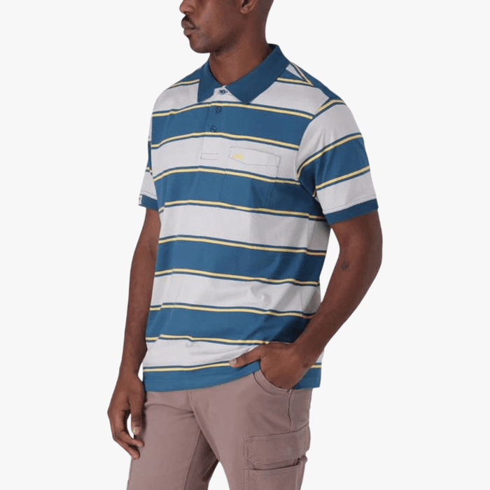 Jeep Mens Yd Stripe Short Sleeve Golfer Oceanic | Jeep