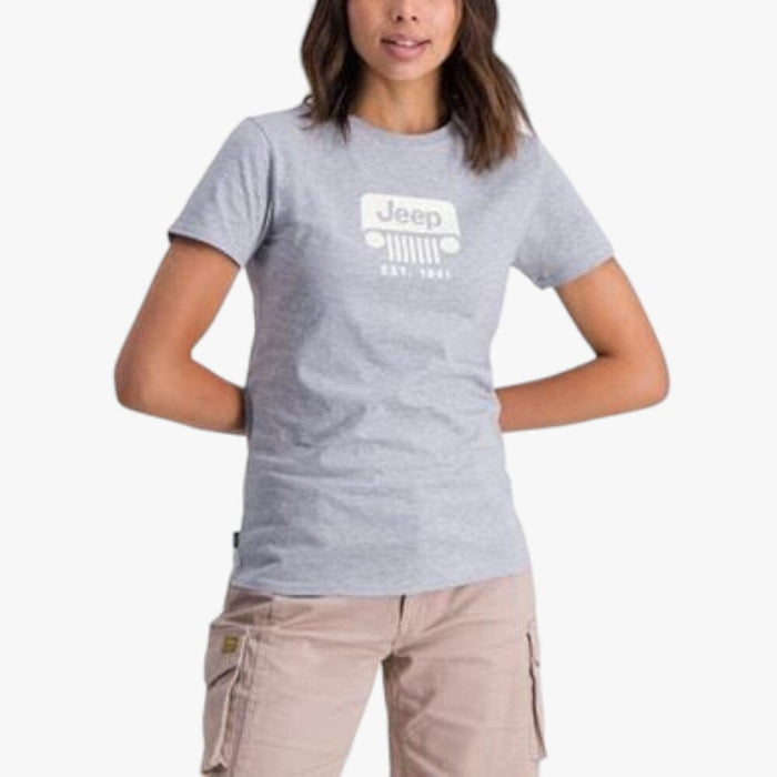 Jeep Womens Icon Grille Short Sleeve Tee Grey Melange | Jeep