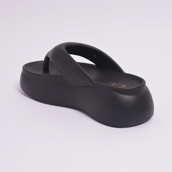 Jet Black Thong Slides