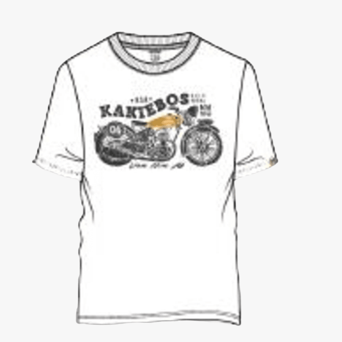Kakiebos Mens Classic Fit Motorfiets Short Sleeve Tee White | Kakiebos